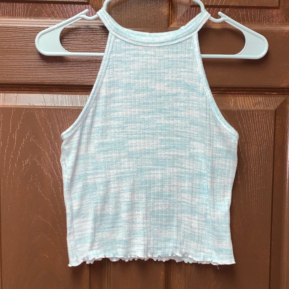 Medium very cute blue/white cropped tank top